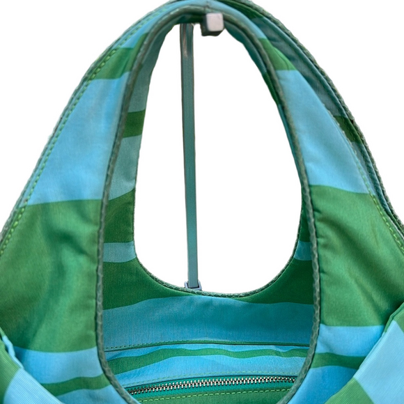 Kate Spade Green and Blue Striped Tote Bag EUC - Picture 13 of 17